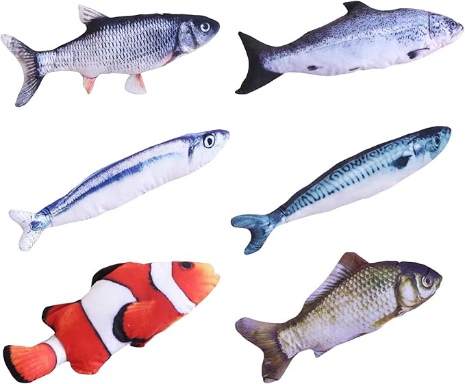 Catnip Toys 6 Pcs Set - Simulated Fish Fake Fish Realistic Soft Catnip Contained Catnip Catnip Toys for Cats and Kittens (Multi Colors)-Mewly Pet