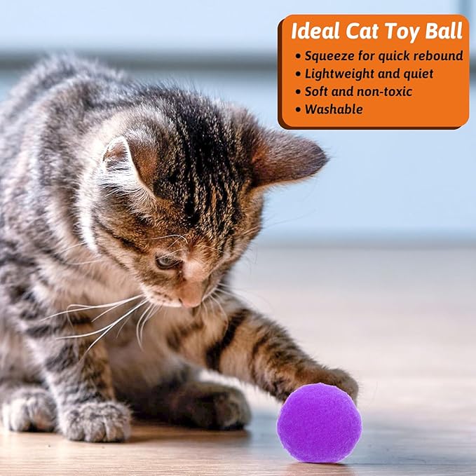 50PCS 1 Inch Cat Toys Balls Kitten Cat Pom Pom Balls Soft Cat Puff Ball Toys Rolling Interactive Cat Toy Ball Cat Nip Balls Fuzzy Balls for Cats Creative Crafts Decorations Assorted Color-Mewly Pet
