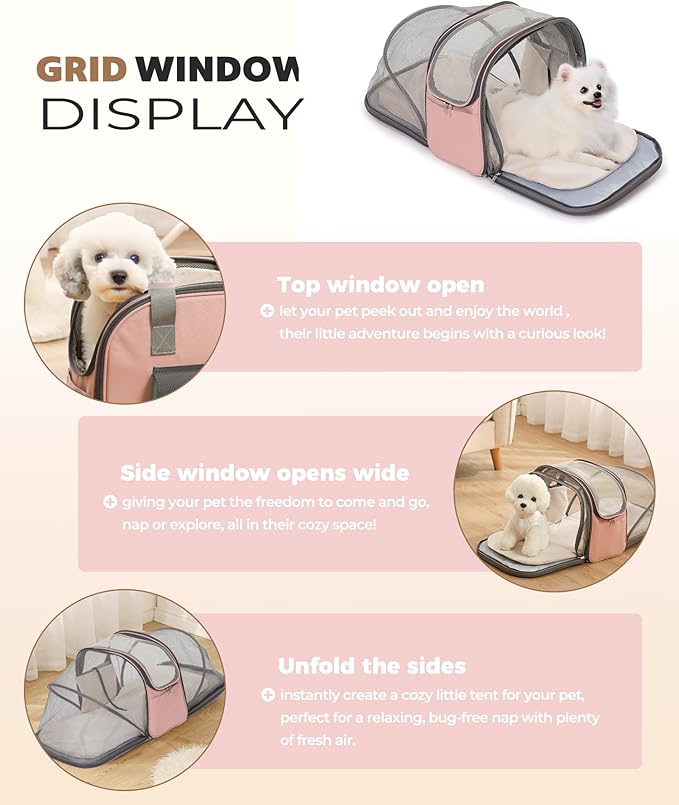 Expandable Pet Carrier Backpack, Cat Carrier Backpacks with Breathable Mesh for Cats Small Dogs Puppies Up to 25 Lbs Airline Approved Waterproof Travel Carrier with Safety Buckle for Hiking & Flights-Mewly Pet