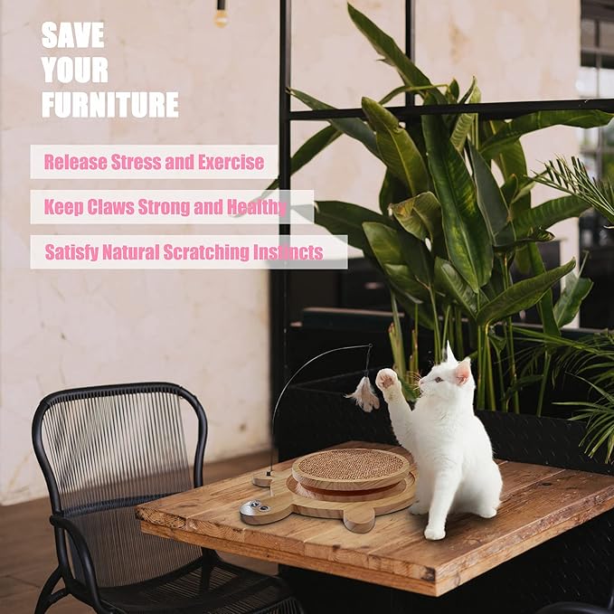 Petest Interactive Cat Toy Cat Scratch Toy Natural Sisal Scratcher with Catnip Balls, Cat Scratch Pad, Turtle Design-Mewly Pet