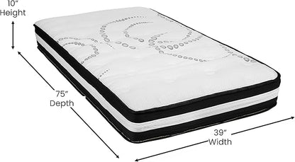 Flash Furniture Capri Comfortable Sleep 10" Hybrid Pocket Spring and Foam Mattress in a Box, Foam Pocket Spring Hybrid Mattress, Twin
