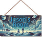 Personalized Name's Door Sign For Boys Room, Outer Space Theme Wall Art Decor, Astronaut Art Nursery Kids Room Decor