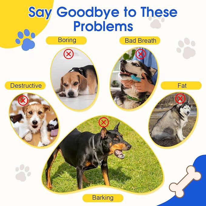 VINGVO Large Dog Balls Tennis Ball Toys 4 PCS Dogs Toys for Aggressive Chewers, 3" Teething Chew Toys Water Floating Ball Toy Bouncy Fetch Balls for Large Medium Small Dog and Puppies (4 Spiked)-Mewly Pet