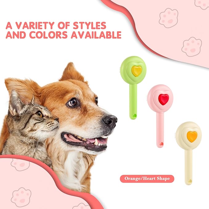 New cat brush&dog brush,pet hair brush with Self Cleaning Button Easy to remove loose undercoat，Needle-tip massage beads, no harm to the skin,Lovely Heart Series(Green)-Mewly Pet