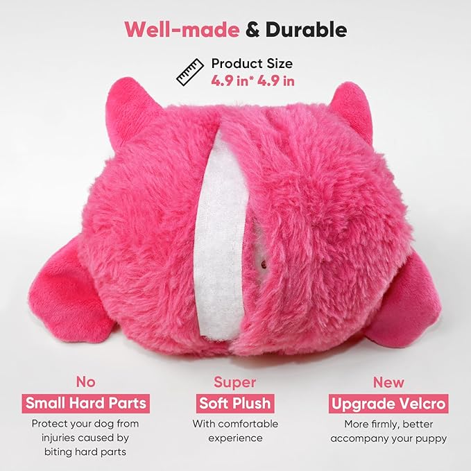Petbobi Interactive Dog Toys for Boredom - Moving Dog Toy for Stimulating Play, Pet Plush Squeaky Ball for Small Medium Breeds with 4 Batteries, Pink-Mewly Pet