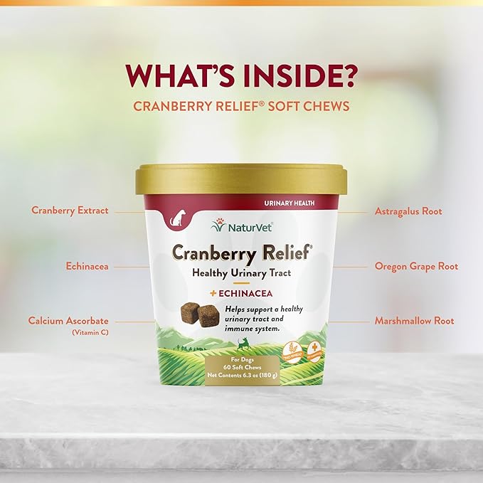 NaturVet – Cranberry Relief Plus Echinacea – Helps Support a Healthy Urinary Tract & Immune System – 60 Soft Chews-Mewly Pet