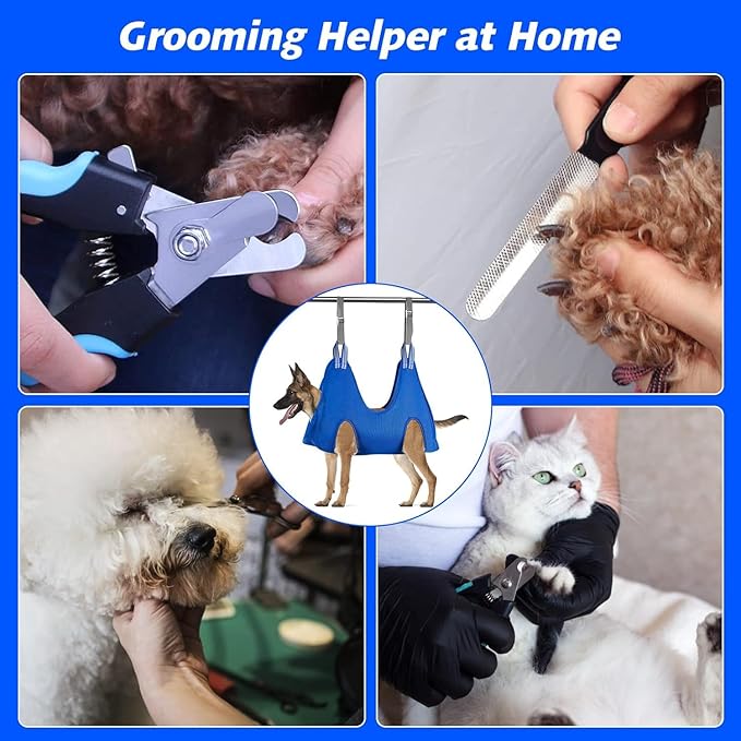 Pet Grooming Hammock with Nail Clippers/Nail Trimmers/Grooming Scissors, Dog Grooming Harness for Nail Trimming, Pet Grooming Sling Helper-Mewly Pet