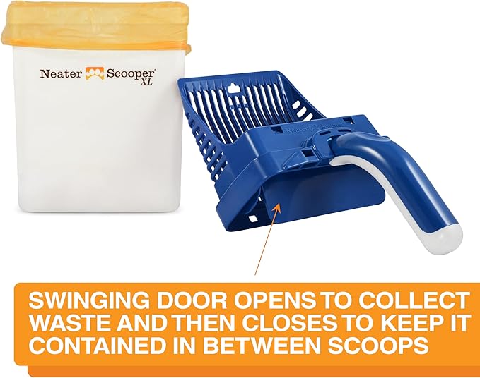 Neater Pet Brands Neater Scooper XL Cat Litter Scoop, 60 Refill Bags – Extra-Large Capacity Mess-Free Cat Litter Scooper with Bag for Large & Multiple Cats, Spill-Proof Litter Box Scooper with Holder-Mewly Pet