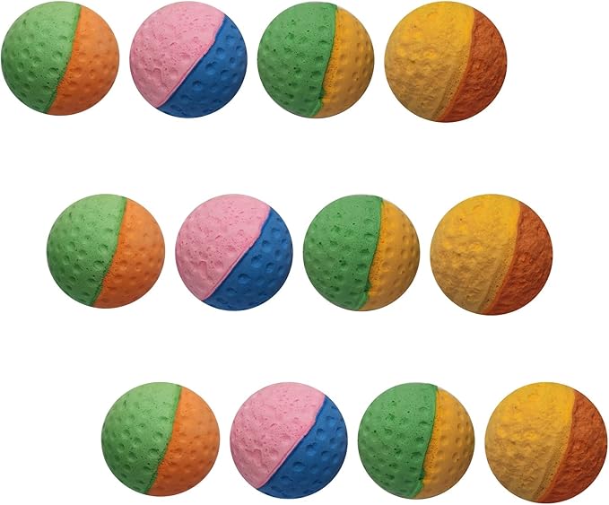 YnFag Foam Balls Soccer Balls Cat Toys for Indoor Cats (12Pcs Two-Color Golf)-Mewly Pet