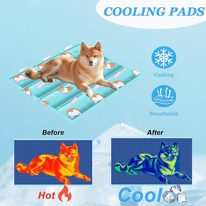 Dog Cooling Mat, Cooling Mat for Dogs & Cat, Provides Instant Relief for Small, Medium, Large Dogs, Washable, Non-Slip Design, Perfect for Hot Summer Days to Keep Pets Comfortable(Small 20''*16'')-Mewly Pet