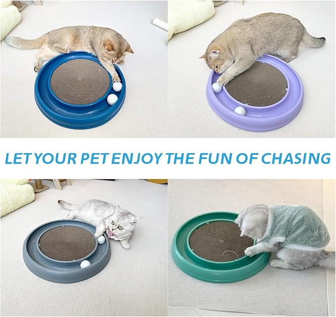 Cat Ball Toy Cat Track Balls Replacement Track Balls for Turbo Round Scratcher Toy (4 pcs), White-Mewly Pet