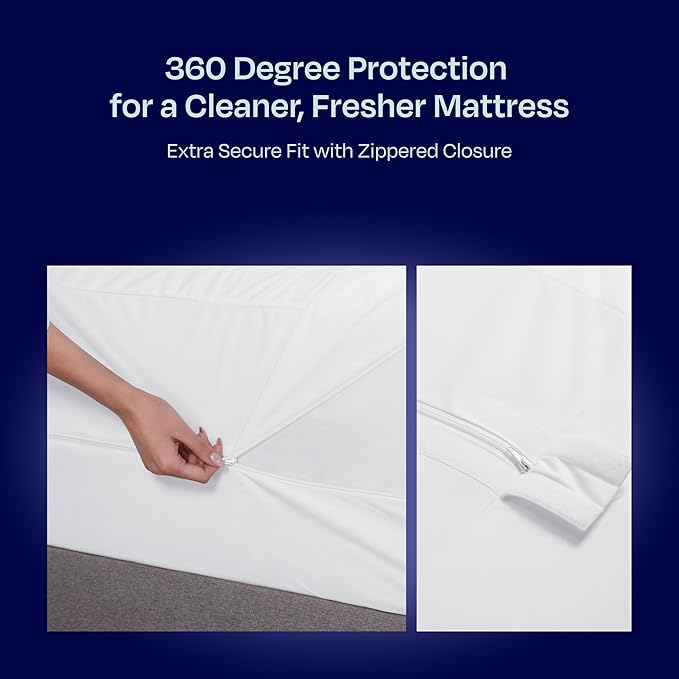 2-Pack Zippered Mattress Encasement Twin XL - Waterproof, All Six Sided, Fits Twin XL Size Mattress Cooling Cover - Premium Quality, Noiseless & Absorbent Cover