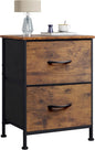 WLIVE Night Stand, Small 2 Drawer Dresser, Nightstand with Fabric Bins for Bedroom, Closet, Dorm, Rustic Brown Wood Grain Print, 11.8" D x 15.7" W x 20.9" H
