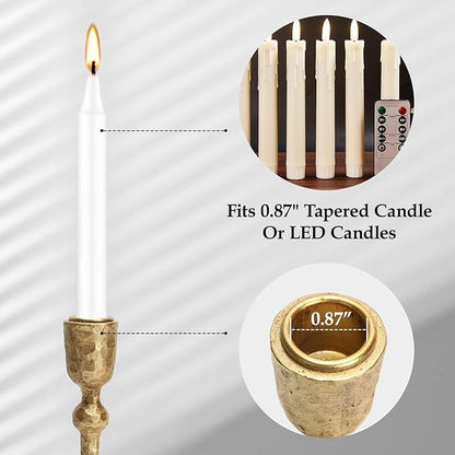 NIKKY HOME Gold Taper Candle Holders Set of 3, Vintage Decorative Resin Candlesticks Centerpieces Decor for Dining Room Table Wedding Party Mantle Fireplace