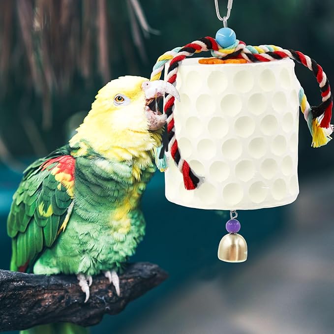Extra Large Bird Chewing Toy, Parrot Beak Grinding Calcium Stone with Bells, Bird Cage Accessories, Cage Toys for Cockatiel Parakeet Parrot Budgies Rat Hamster Chinchilla Rabbit Bunny African Grey-Mewly Pet