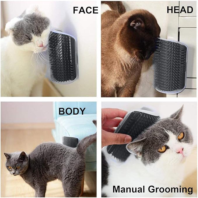 3.0 Softer Cat Self Groomer with Catnip, Dog Cat Corner Groomer,Wall Corner Scratcher Comb,Grooming Massage Brush, Perfect Scratch Massager Tool for Long & Short Fur Kitten/Puppy (2 Pack)-Mewly Pet