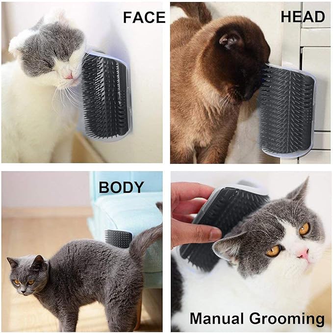 3.0 Softer Cat Self Groomer with Catnip, Dog Cat Corner Groomer,Wall Corner Scratcher Comb,Grooming Massage Brush, Perfect Scratch Massager Tool for Long & Short Fur Kitten/Puppy (1 Pack)-Mewly Pet