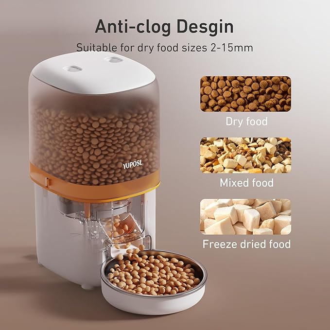 Automatic Cat Feeder - 4L Timed Auto Pet Feeder for Cat and Dog with Dry Food Dispenser, 180-day Battery Life, 1-6 Meals Per Day, 1-16 Portion, Desiccant Bag Keeps Food Fresh-Mewly Pet