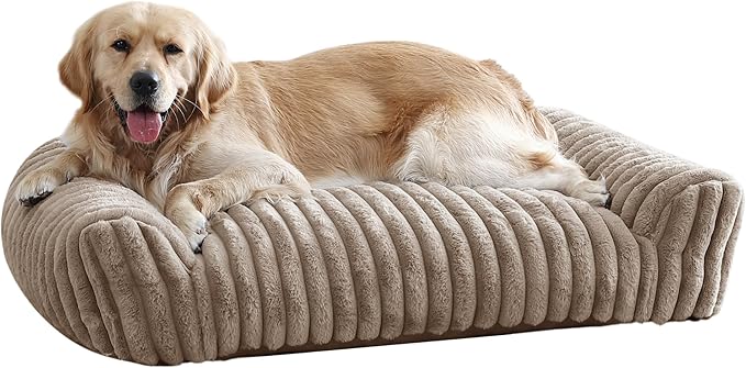 Arlee Saddle Sofa Memory Foam Pet Bed, Comfortable & Washable, Ideal for Dogs and Puppies, Extra Comfort, Couch Design, Crate & Kennel Furniture, Pet Supplies & Essentials, Tan, Large-Mewly Pet