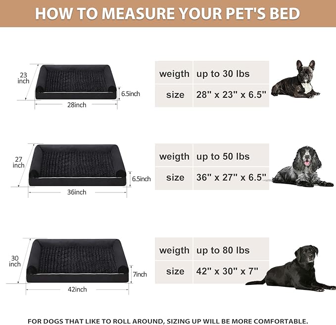 BFPETHOME Dog Beds for Large Dogs, Orthopedic Dog Bed for Medium Large Dogs,Big Waterproof Couch Pet Bed with Removable Washable Cover-Mewly Pet