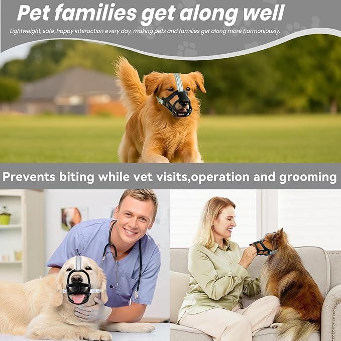 Dog Muzzle, Basket Muzzle for Small Medium Large Dogs, Anti-Biting and Chewing, Lightweight & Sturdy Cage Design, Allows Panting & Drinking, Ideal for Grooming & Training(Black Size L)-Mewly Pet