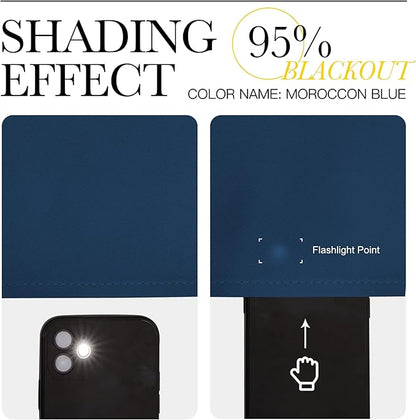 NICETOWN Moroccan Blue Blackout Curtains 86" Long, 55" Wide, 2 Pieces for Office, Dining Room, Guest Room - Sound Reducing, Heat and Cold Block Panels for Modern Decorative