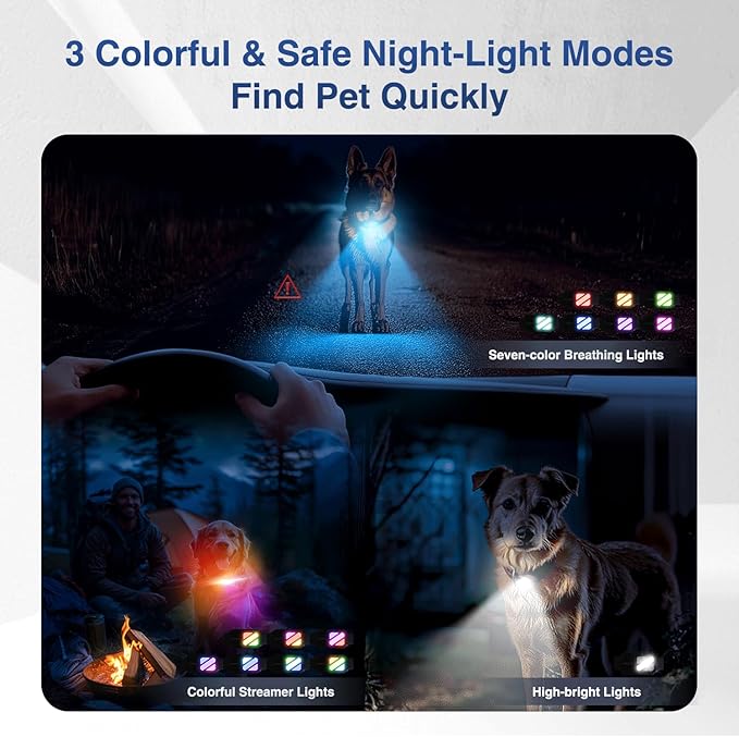Dog Shock Collar for Dogs with 3 Night Lights - 4200 FT Range Electric Dog Collars, Rechargeable Dog Training Collar with 4 Powerful Modes, E Collars for Dogs Training for 20-140 lbs Dogs