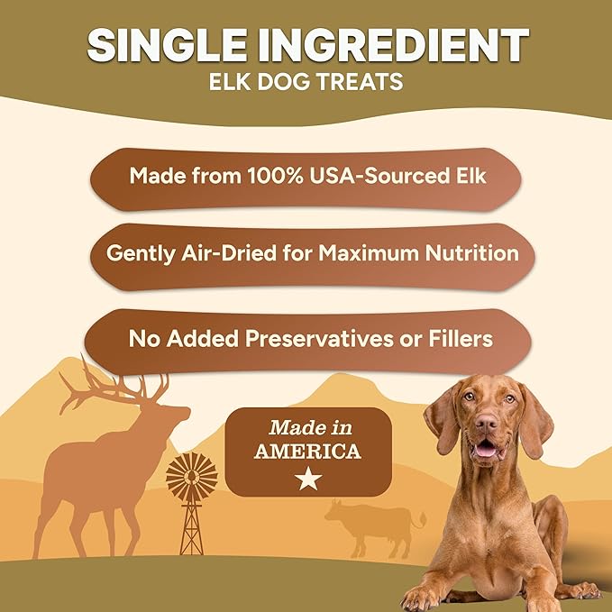 Gaines Family Farmstead Elk Chips for Dogs – 4 oz, Natural Single-Ingredient Dog Treats, High-Protein Rawhide-Free Chews, Healthy Grain-Free Snacks, Made in USA-Mewly Pet