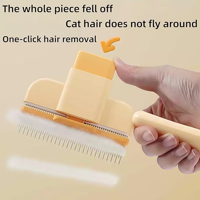 Zen Brush for Cats & Dogs, Avatore Zenbrush Pet Comb, Self-Cleaning Grooming Brush, Stainless Steel Teeth for Shedding Hair Removal 2-pack (Green+Yellow)-Mewly Pet