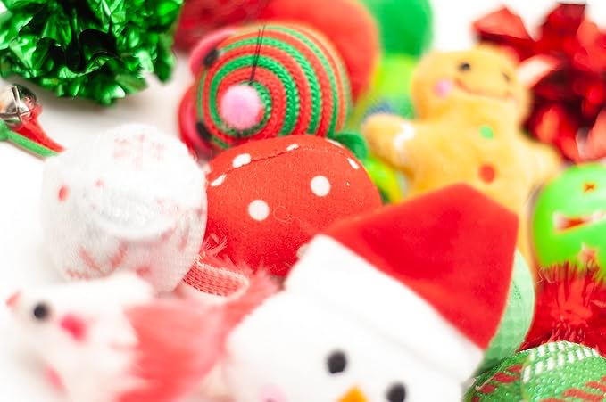 Fashion's Talk Holiday Festive Red Variety Pack Gift Box Cat Toy with Catnip, Box 20 Count-Mewly Pet