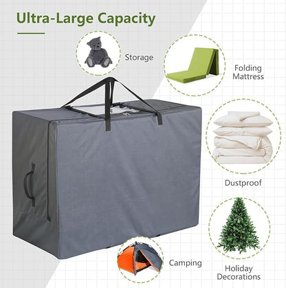 Cuddly Nest Folding Mattress Storage Bag - Heavy Duty Carry Case for Tri-Fold Guest Bed (Fits 4" Queen Mattress,Grey)