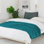 BOURINA Teal Throw Blanket 50 x90 Inches Throw Textured Solid Soft Sofa Throw Bed Runner Couch Cover Knitted Decorative Blanket Bed Runner