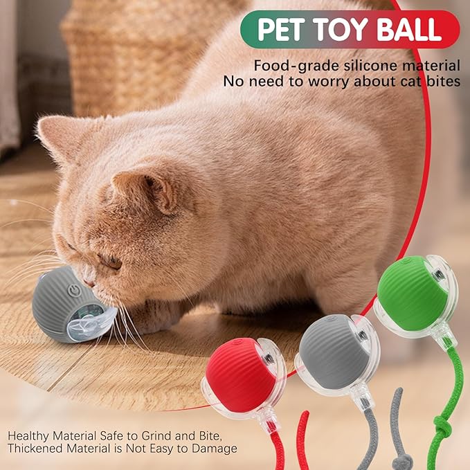 Interactive Cat Toys for Indoor Cats, 360° Smart Rolling Cats Toys, Self Rolling Interactive Cat Dog Ball, Electric Moving Peppy Pet Ball Toy, Dog Toys to Keep Them Busy (3 Pcs)-Mewly Pet