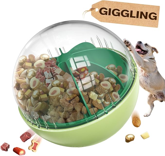 KADTC Extra-Large Dog Giggling Treat Dispenser Ball - Adjustable Food Dispensing Speed - Puppy Mind Game Puzzle Slow Feeder for Medium/Large/Extra Large Dogs Aggressive Chewers Breed-Mewly Pet