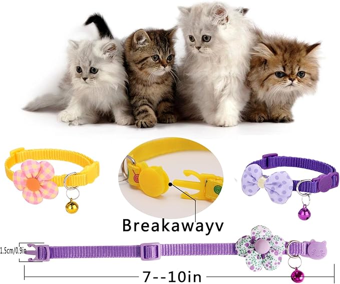 16 PCS Cute Cat Collars Breakaway with Bell for Boy Cats and Girl Cats Gifts (#5-Multicolor Plaid)-Mewly Pet