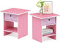 Furinno Dario End Table / Side Table / Night Stand / Bedside Table with Bin Drawer, 2-Pack, Pink/Light Pink