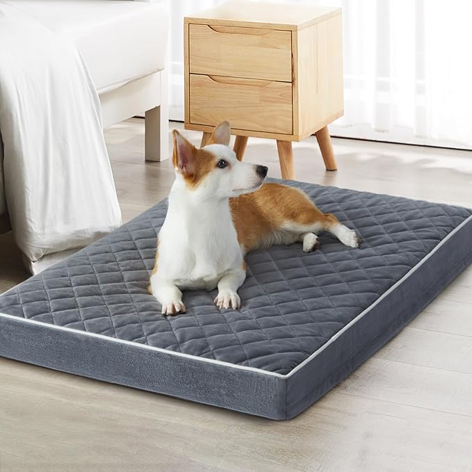WNPETHOME Orthopedic Dog Bed for Crate, Waterproof Extra Large Dogs Bed with Removable Washable Cover, Multi-Needle Quilting Dogs Crate Beds-Mewly Pet