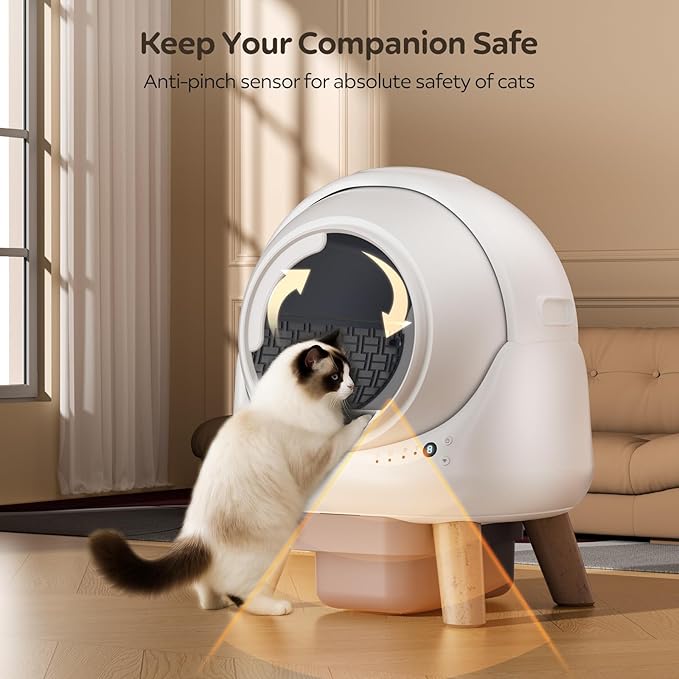 Self Cleaning Litter Box,Automatic Cat Litter Box for Multiple Cats,Robot with APP Control,Dual Safety Protection,Odor-Free Waste Disposal Includes Trash Bags,White-Mewly Pet