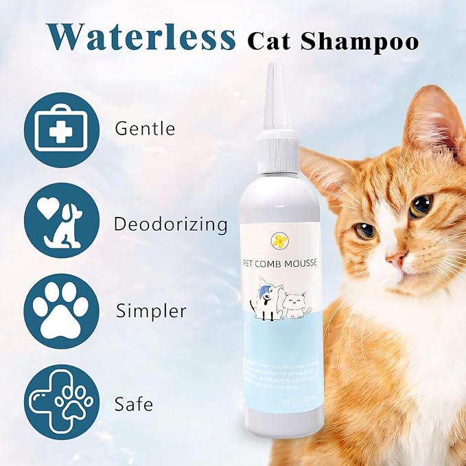 Pet Steam Brush Spray Refill for Dogs & Cats – Concentrated Waterless Shampoo, 3-in-1 Grooming Spray Comb Mist, 1*Shampoo(Steam Brush not Included)-Mewly Pet