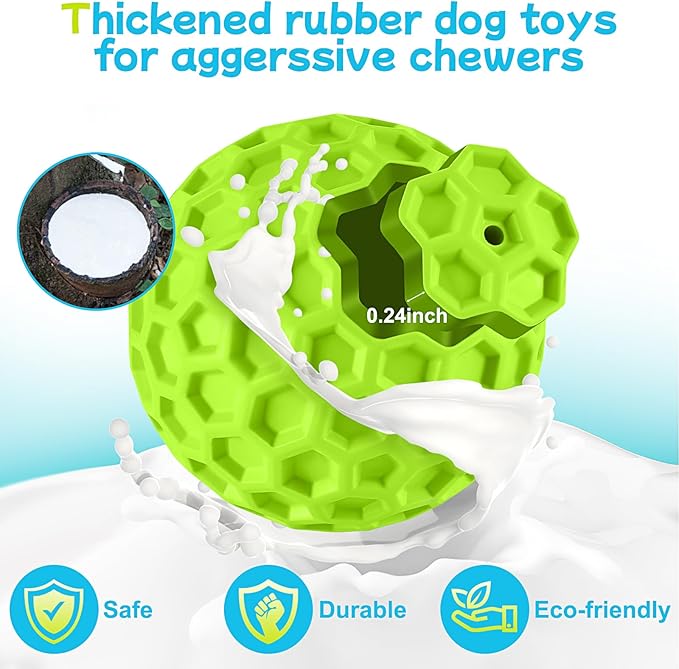 LUKITO Dog Chew Toys, Dog Toys for Aggressive Chewers Large Breed, Interactive Squeaky Balls, Tough Dog Toys with Natural Rubber for Large and Medium Small (3 Balls)-Mewly Pet