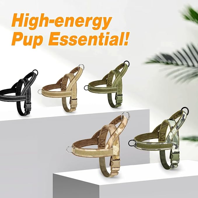 Forestpaw No Pull Dog Harness - Soft Flannel Padded Tactical Dog Vest Harness with Quick Release Buckle, Adjustable Reflective Pet Harness for Medium Dogs Walking Training,Black M-Mewly Pet