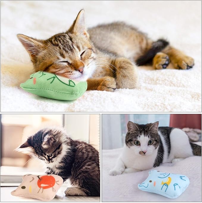 Dorakitten Catnip Toys for Indoor Cats - 5PCS Plush Cat Chew Toys Teething Interactive Catnip Filled Kitten Toy Soft Pet Toy-Mewly Pet