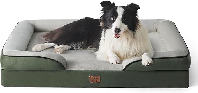 Bedsure Orthopedic Dog Beds Large Sized Dog - Washable Large Dog Cat Bed Waterproof, Comfort Dogs Couch Sofa with Washable Removable Cover, Pet Bed with Nonskid Bottom, Boreal Canopy Green, 35"-Mewly Pet