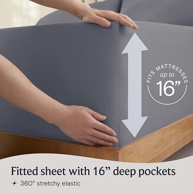 LuxClub Twin XL Sheets - Soft Kids Twin Bed Sheets for Boys and Girls, 3 PC Deep Pockets Wrinkle Free Kids Fitted Sheets Machine Washable Hotel Bedding Silky Soft- Light Grey Twin XL