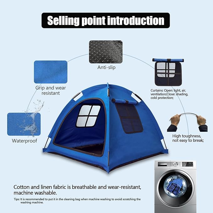 Blue Cat Tent House、Cat's Nest, Portable Indoor/Outdoor Pet Tent House for Cats, Puppies and Other Small Animals-Mewly Pet