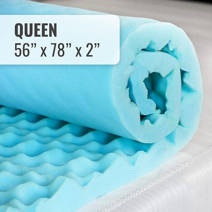 DMI Foam Mattress Topper, Egg Crate Foam Pad, Mattress Pad And Bed Topper For Support, Air Circulation, Pressure Relief And Weight Distribution, Queen Size Mattress, 56 x 78 x 2