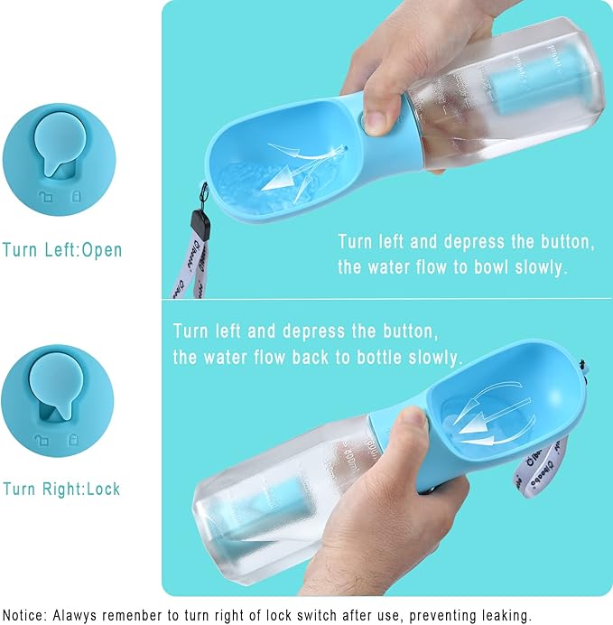 Dog Water Bottle with Food Container & Poop Bag Holder, Travel Water Bowl, Portable Pet Dispenser, Dog Stuff Accessories Items, Puppy Essentials Necessities for Walking Hiking Dog Gift-Mewly Pet