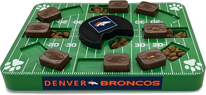 Pets First NFL Denver Broncos Puzzle, Interactive Dog Treat Puzzle Toy-Mewly Pet