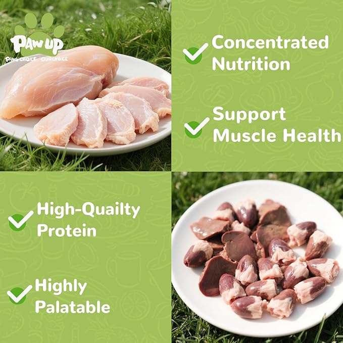 Freeze Dried Dog Treats,Chicken Breast&Organs Recipe Raw Dog Food Topper, High Protein Freeze-Dried Food for Cats, Rawhide Free, Gluten&Grain Free, 5.3oz-Mewly Pet