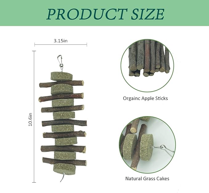 Rabbits Chew Toys Bunny Treats Natural Wood Timothy Hay Grass Chew Toys Treats for Hamster Chinchilla Guinea Pigs 6pcs-Mewly Pet